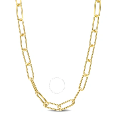 Amour 5mm Paperclip Chain Necklace In Yellow Plated Sterling Silver In Gold