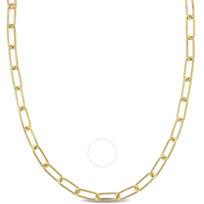 Amour 5mm Paperclip Chain Necklace In Yellow Plated Sterling Silver In Gold