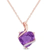 AMOUR AMOUR 6 1/2 CT TGW AMETHYST AND DIAMOND ACCENT HEART PENDANT WITH CHAIN IN ROSE PLATED STERLING SILV