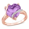 AMOUR AMOUR 6 1/2 CT TGW AMETHYST AND DIAMOND ACCENT HEART RING IN ROSE PLATED STERLING SILVER