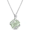 Amour 6 1/2 Ct Tgw Green Quartz And Diamond Accent Swirl Pendant With Chain In Sterling Silver In White