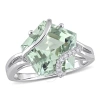 AMOUR AMOUR 6 1/2 CT TGW GREEN QUARTZ AND DIAMOND ACCENT SWIRL RING IN STERLING SILVER