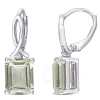 AMOUR AMOUR 6 1/2 CT TGW OCTAGON GREEN QUARTZ AND WHITE TOPAZ LEVERBACK EARRINGS IN STERLING SILVER