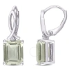 Amour 6 1/2 Ct Tgw Octagon Green Quartz And White Topaz Leverback Earrings In Sterling Silver In White