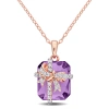 AMOUR AMOUR 6 3/4 CT TGW AMETHYST AND WHITE TOPAZ PENDANT WITH CHAIN IN ROSE PLATED STERLING SILVER