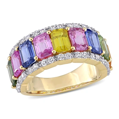 Amour 6 4/5 Ct Tgw Multi-color Sapphire Eternity Ring In 14k Yellow Gold