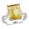 AMOUR AMOUR 6 5/8 CT TGW EMERALD CUT CITRINE AND WHITE TOPAZ RING IN STERLING SILVER