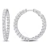 AMOUR AMOUR 6 7/8 CT TGW CREATED WHITE SAPPHIRE INSIDE-OUTSIDE HOOP EARRINGS IN STERLING SILVER