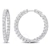 Amour 6 7/8 Ct Tgw Created White Sapphire Inside-outside Hoop Earrings In Sterling Silver In White