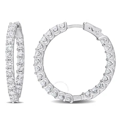 Amour 6 7/8 Ct Tgw Created White Sapphire Inside-outside Hoop Earrings In Sterling Silver In Metallic