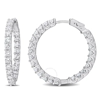 Amour 6 7/8 Ct Tgw Created White Sapphire Inside-outside Hoop Earrings In Sterling Silver
