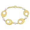 Amour 6-7mm Cultured Freshwater Pearl Oval Link Bracelet In Yellow Plated Sterling Silver In Yellow