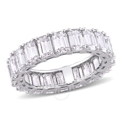 Amour 6 Ct Dew Emerald Cut Created Moissanite Eternity Ring In 14k White Gold