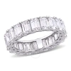 Amour 6 Ct Dew Emerald Cut Created Moissanite Eternity Ring In 14k White Gold In White