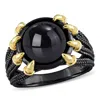 AMOUR AMOUR 6 CT TGW BLACK AGATE FASHION RING YELLOW SILVER BLACK RHODIUM PLATED