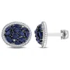 Amour 6 Ct Tgw Blue And White Sapphire Cufflinks In Sterling Silver Black Rhodium Plated In White