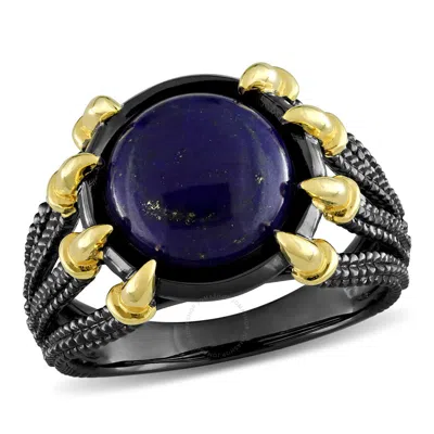 Amour 6 Ct Tgw Lapis Fashion Ring Yellow Silver Black Rhodium Plated In Two Tone