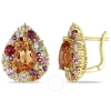 Amour 6 Ct Tgw Multi Gemstone Teardrop Earrings In Yellow Plated Sterling Silver In Yellow