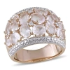 AMOUR AMOUR 6 CT TGW ROSE QUARTZ AND DIAMOND ACCENT FLORAL RING IN ROSE PLATED STERLING SILVER