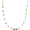 Amour 6.5-8.5 Mm Cultured Freshwater Pearl Tin Cup Necklace In 18k Gold Plated Sterling Silver In Yellow