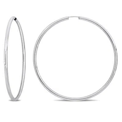 Pre-owned Amour 60mm Hoop Earrings In 14k White Gold