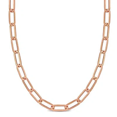 Pre-owned Amour 6.3mm Paperclip Chain Necklace In 14k Rose Gold, 16 In In Pink