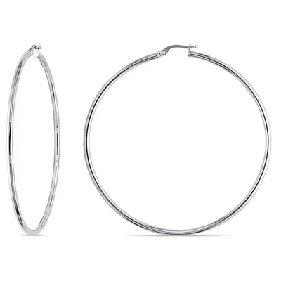Amour 65 Mm Hoop Earrings In 10k Polished White Gold Jms004674 In Gold / White