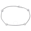 AMOUR AMOUR 6MM BALL STATION CHAIN ANKLET WITH STERLING SILVER LOBSTER CLASP - 9 IN.