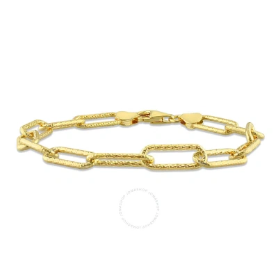 Amour 6mm Fancy Paperclip Chain Bracelet In Yellow Plated Sterling Silver