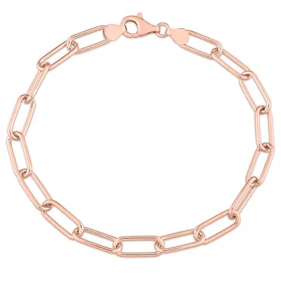 Amour Oval Link Bracelet In 18k Rose Gold Plated Sterling Silver In Rose Gold-tone