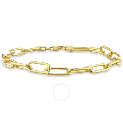 Amour 6mm Paperclip Chain Bracelet In Yellow Plated Sterling Silver