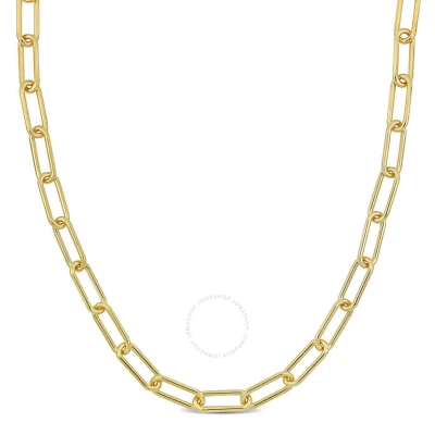 Amour 6mm Paperclip Chain Necklace In Yellow Plated Sterling Silver In Gold
