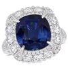AMOUR AMOUR 7 1/10 CT TGW CUSHION-CUT SAPPHIRE & 1 3/4 CT TW DIAMOND HALO COCKTAIL RING IN 14K WHITE GOLD