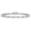 AMOUR AMOUR 7-1/5 CT TGW AQUAMARINE AND DIAMOND ACCENT TENNIS BRACELET IN STERLING SILVER