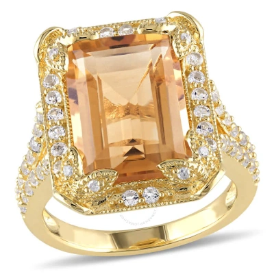 Amour 7 3/5 Ct Tgw Emerald Cut Citrine In Gold