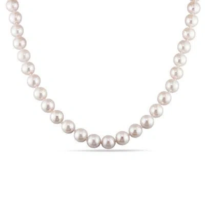 Pre-owned Amour 7-7.5 Mm Freshwater Cultured Pearl Necklace In 14k Yellow Gold In White