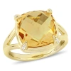 AMOUR AMOUR 7 CT TGW CITRINE AND WHITE TOPAZ SPLIT SHANK RING IN YELLOW PLATED STERLING SILVER