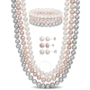 AMOUR AMOUR 7-PIECE JEWELRY SET (WHITE/GREY/PINK) FRESHWATER CULTURED 7.5-8MM PEARLS - 3-STRAND NECKLACE