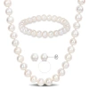 AMOUR AMOUR 7.5-8MM FRESHWATER CULTURED PEARL 3-PIECE SET OF NECKLACE EARRINGS & BRACELET IN STERLING SILV
