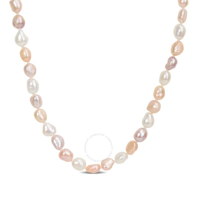 Amour 7.5-8mm Multi-color Freshwater Cultured Pearl Endless Pearl Necklace In White
