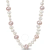 AMOUR AMOUR 7.5-8MM PURPLE FRESHWATER CULTURED PEARL AND 5-5.5MM WHITE FRESHWATER CULTURED PEARL NECKLACE 