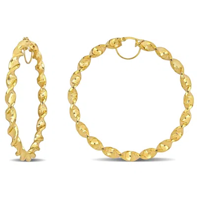 Amour 74mm Twisted Hoop Earrings In 14k Yellow Gold