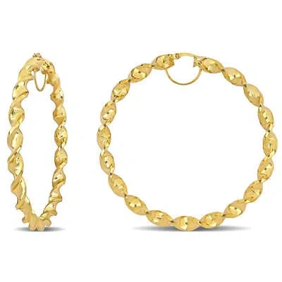 Pre-owned Amour 74mm Twisted Hoop Earrings In 14k Yellow Gold