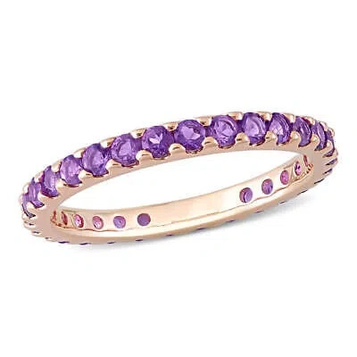 Pre-owned Amour 7/8 Ct Tgw Amethyst Eternity Ring In 10k Rose Gold In Pink