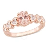 AMOUR AMOUR 7/8 CT TGW MORGANITE & WHITE TOPAZ RING IN ROSE GOLD PLATED STERLING SILVER