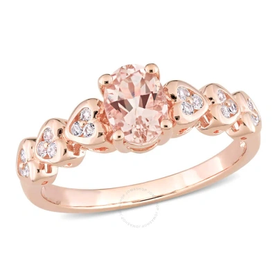Amour 7/8 Ct Tgw Morganite & White Topaz Ring In Rose Gold Plated Sterling Silver In Pink