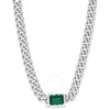 Amour 7/8 Ct Tgw Octagon Created Emerald Curb Link Chain Necklace In Sterling Silver In White