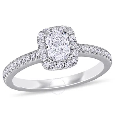 Amour 7/8 Ct Tw Diamond Halo Engagement Ring In 14k White Gold