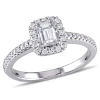 AMOUR AMOUR 7/8 CT TW EMERALD CUT AND ROUND DIAMOND ENGAGEMENT RING IN 14K WHITE GOLD