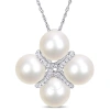 AMOUR AMOUR 8 - 8.5 MM CULTURED FRESHWATER PEARL AND 1/7 CT TW DIAMOND CROSSOVER PENDANT WITH CHAIN IN 10K